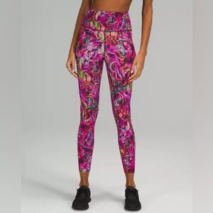 Lululemon Size 2 Fast Free HR Tight 25” Tight Nulux Hyper Flow Pink Multi